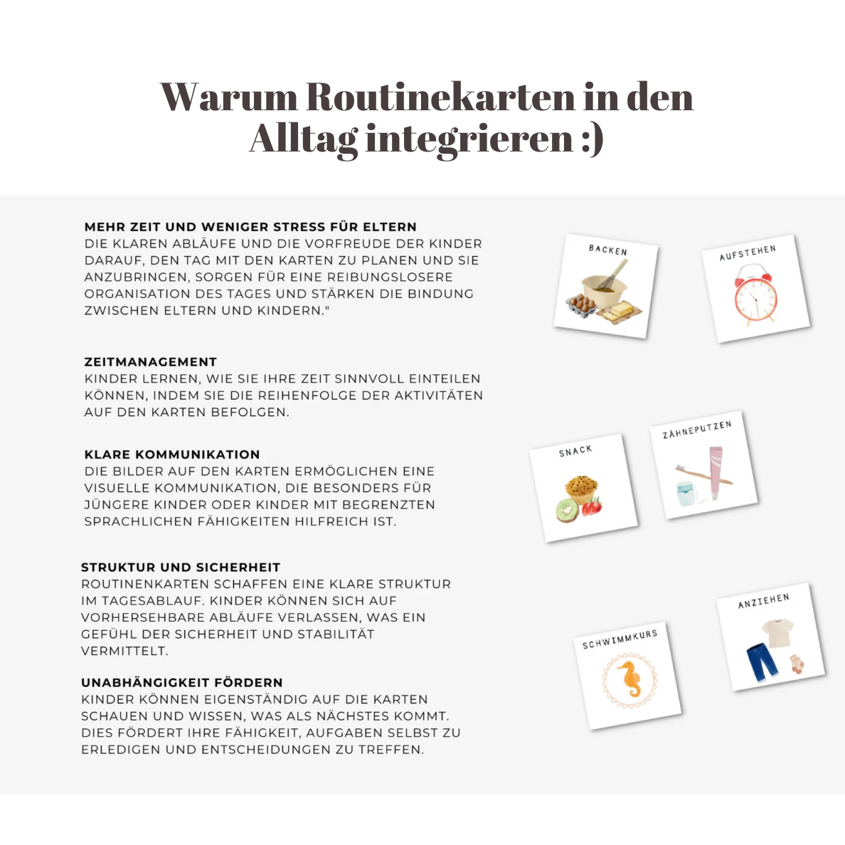 Routinekarten für Kinder